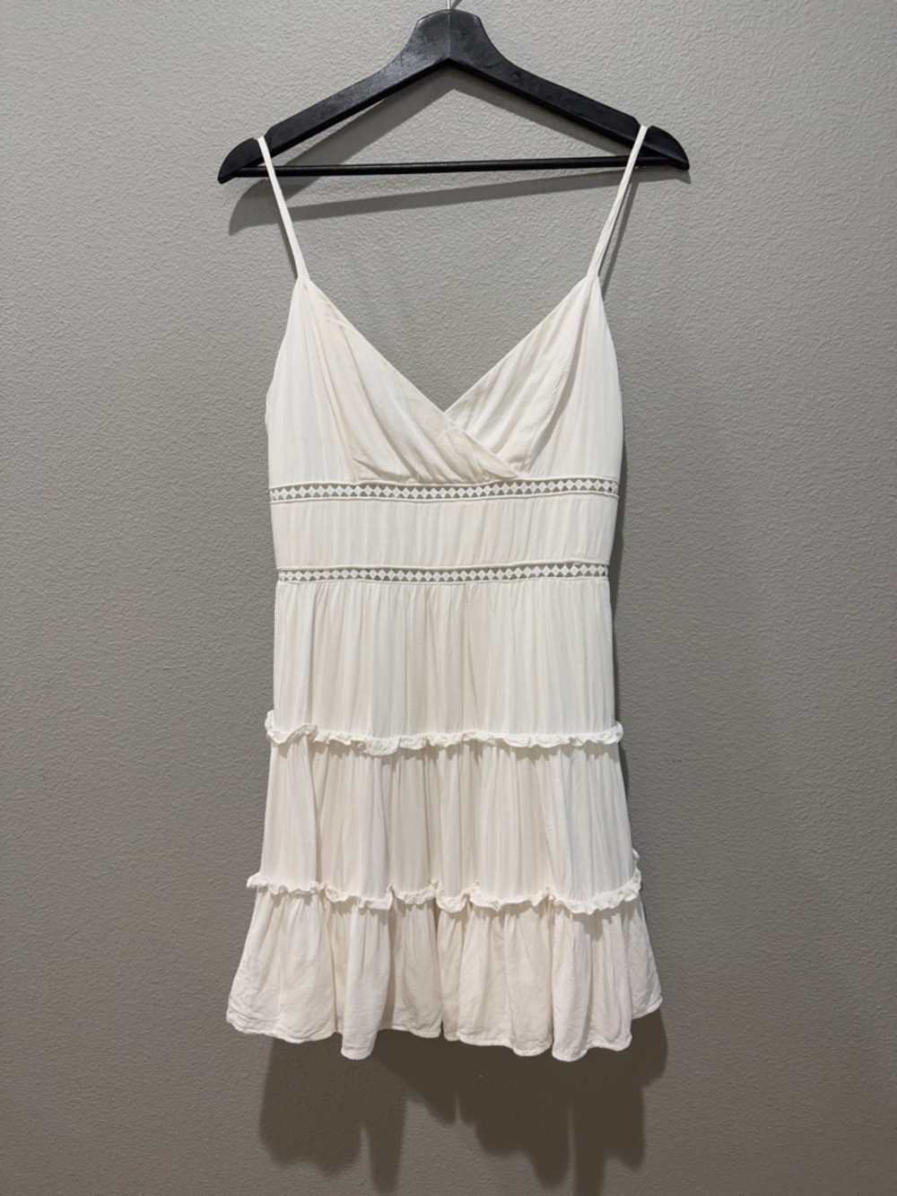 Altar’d State Cream Tiered Spaghetti Strap Mini Dress Size M